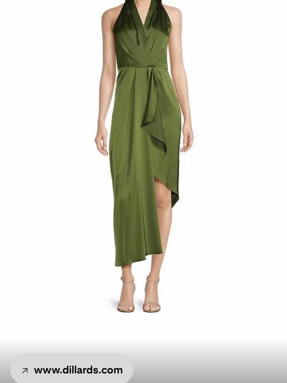 Alex Marie Hazel Surplice V Neck Sleeveless Satin Midi Dress